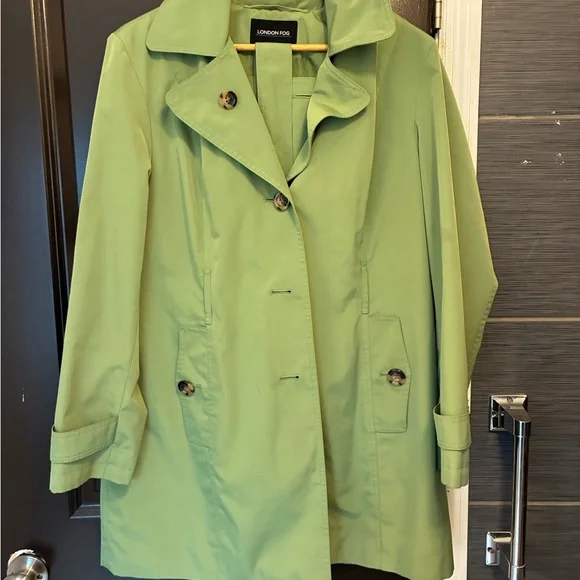 London Fog Women's Olive Hooded Trench Coat - Picture 1 of 3